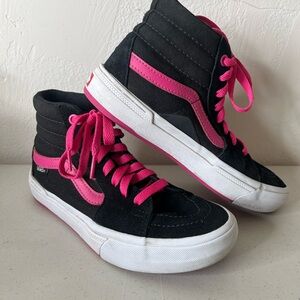 Vans Black High-Top Sneakers with Pink Accents
